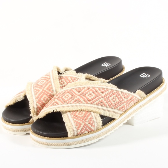 bp Shoes - BP Booker Boho Slide Sandals Woven Blush Sz 11 NEW